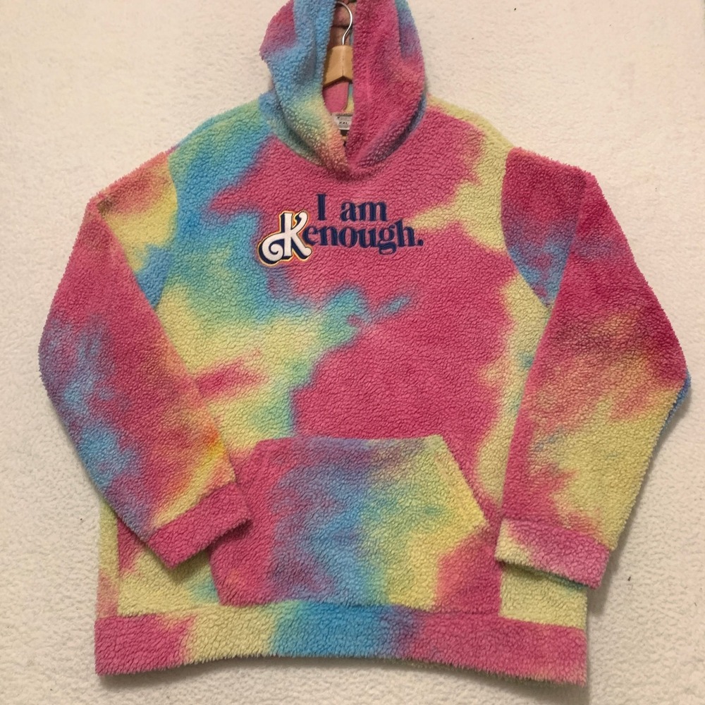 Mattel Barbie The Movie I Am Kenough Sherpa Hoodie Tie Dye XXL Unisex Pullover